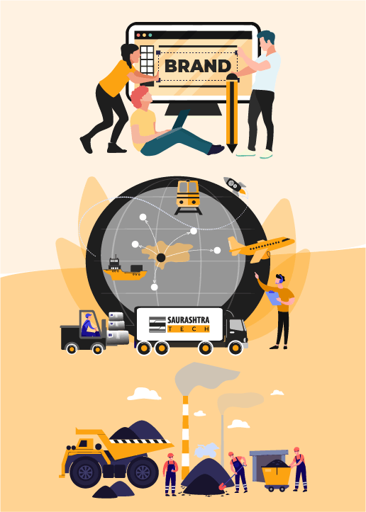 Brand Identity Design Industries Illustration | Saurashtra Tech