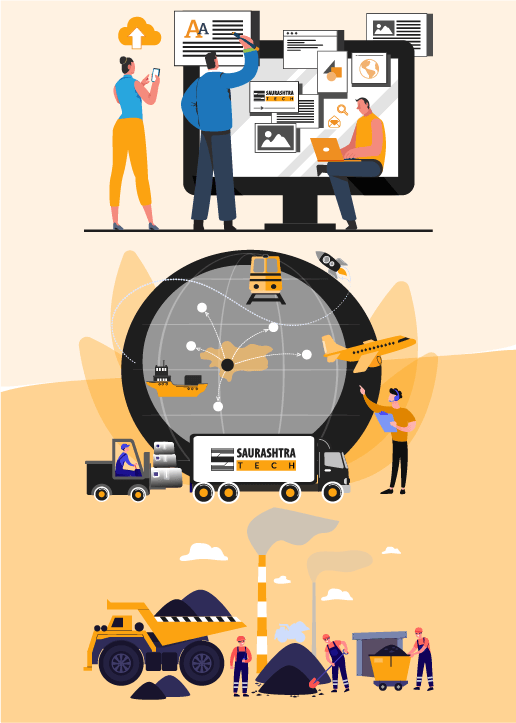 Digital Marketing Industries Illustration | Saurashtra TechIndustries Section