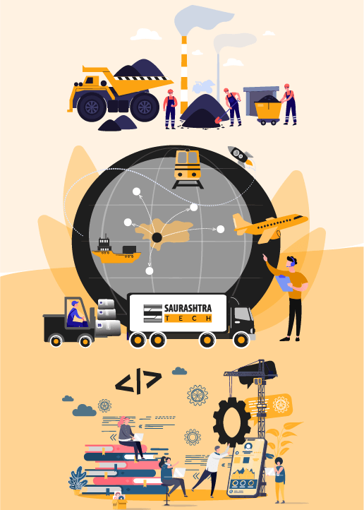 Mobile App Development Industries Illustration | Saurashtra Tech