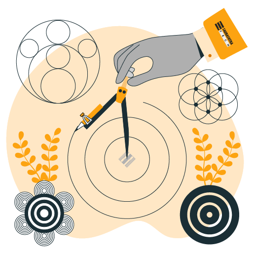 Hand holding Compass and drwaring circles for Logo Illustration - Saurashtra Tech Logo Design Service Page Hero Section